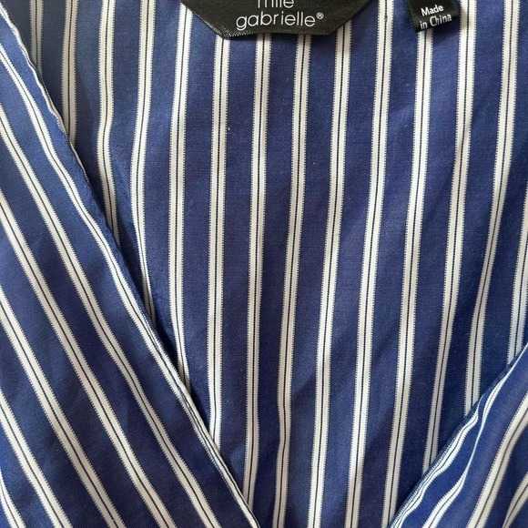 Blue White Striped Wrap Dress Handkerchief Hem - Size XL - Picture 7 of 8